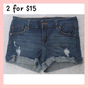 Celebrity Pink Flip Fray Denim Shorts [size 7 / W28] (medium wash)